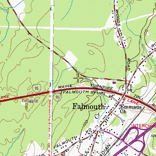 Topographic Map of Falmouth Police Department, ME