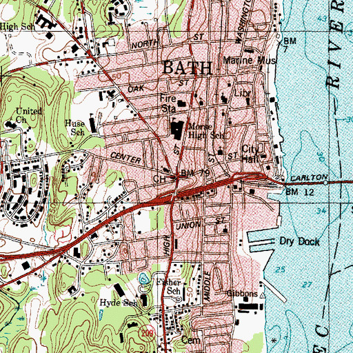 Topographic Map of Sagadahoc County Sheriff's Office, ME