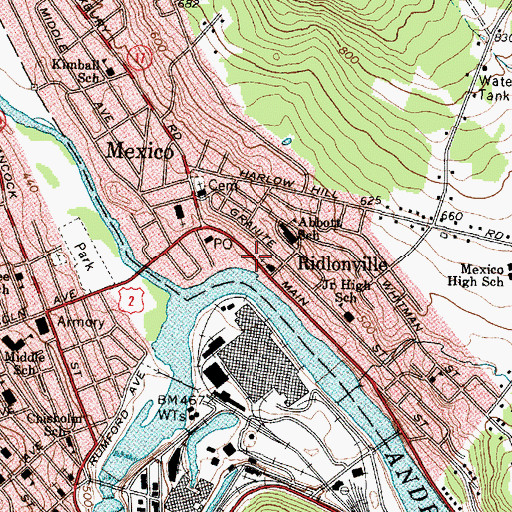 Topographic Map of Mexico Police Department, ME
