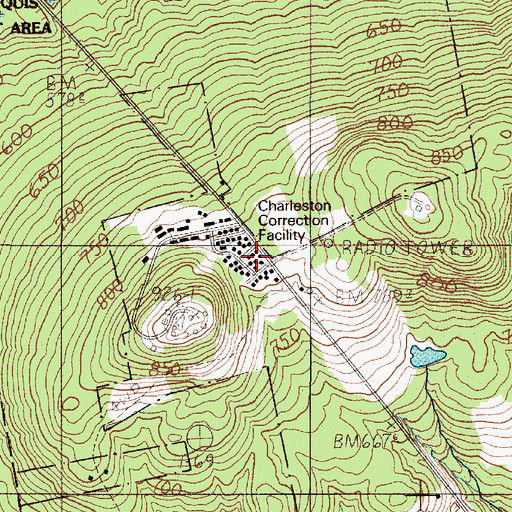 Topographic Map of Mountain View Youth Development Center, ME