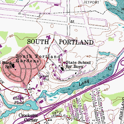 Topographic Map of Long Creek Youth Development Center, ME