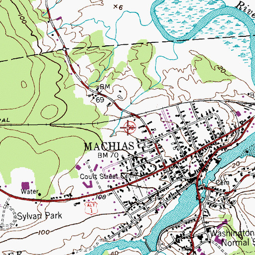 Topographic Map of Machias Police Department, ME