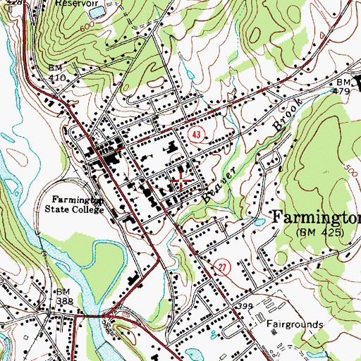 Topographic Map of University of Maine Farmington Campus Police, ME