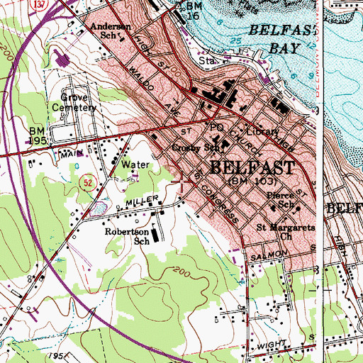 Topographic Map of Waldo County Jail, ME