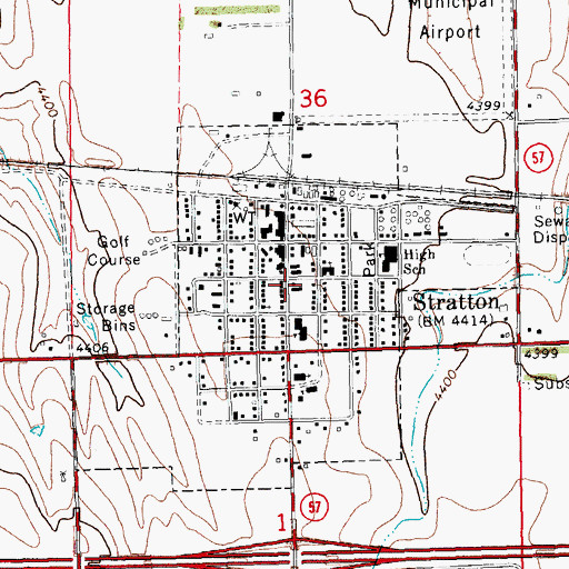 Topographic Map of Stratton Post Office, CO
