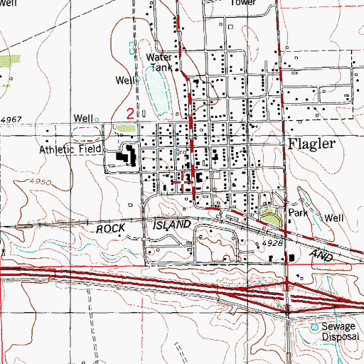 Topographic Map of Flagler Post Office, CO