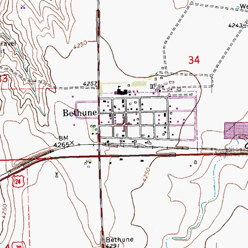 Topographic Map of Bethune Post Office, CO