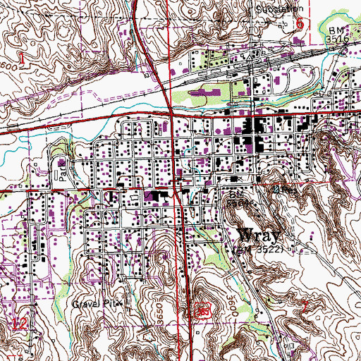 Topographic Map of Wray Post Office, CO