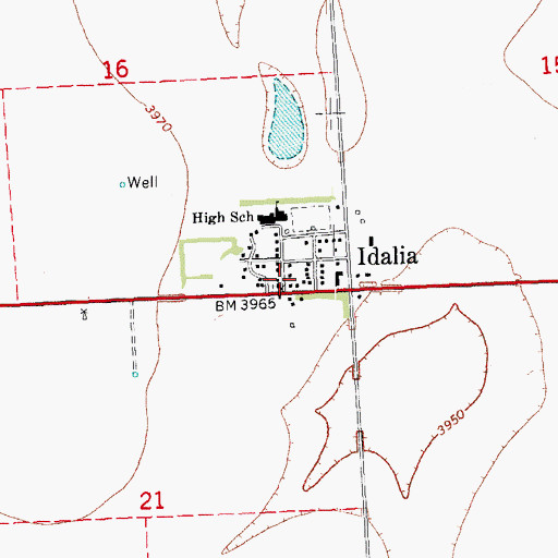 Topographic Map of Idalia Post Office, CO