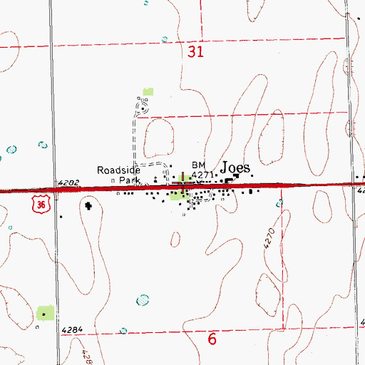 Topographic Map of Joes Post Office, CO