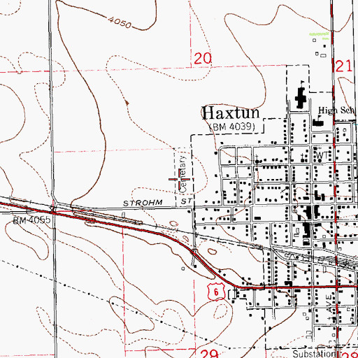 Topographic Map of Haxtun Cemetery, CO