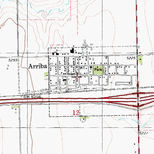Topographic Map of Arriba Post Office, CO