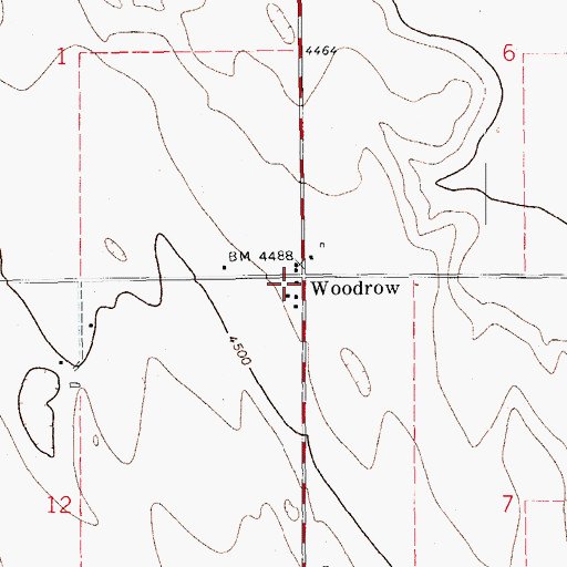Topographic Map of Woodrow Post Office, CO