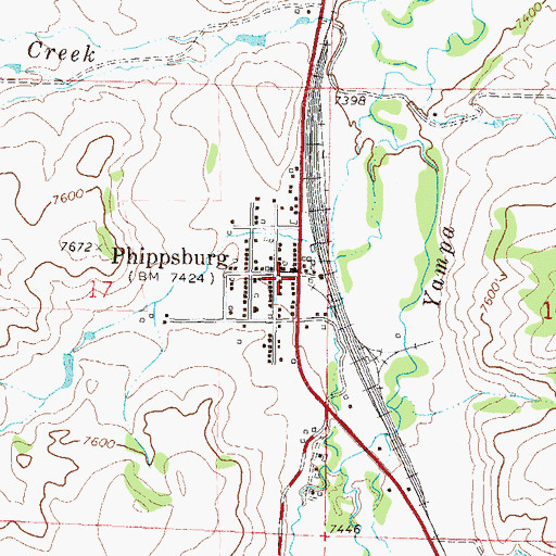 Topographic Map of Phippsburg Post Office, CO
