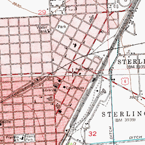 Topographic Map of Sterling Post Office, CO