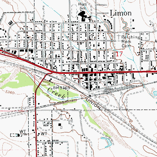 Topographic Map of Limon Post Office, CO