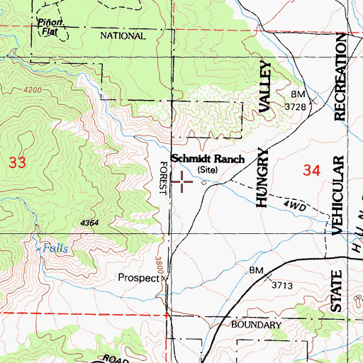 Topographic Map of Schmidt Ranch, CA