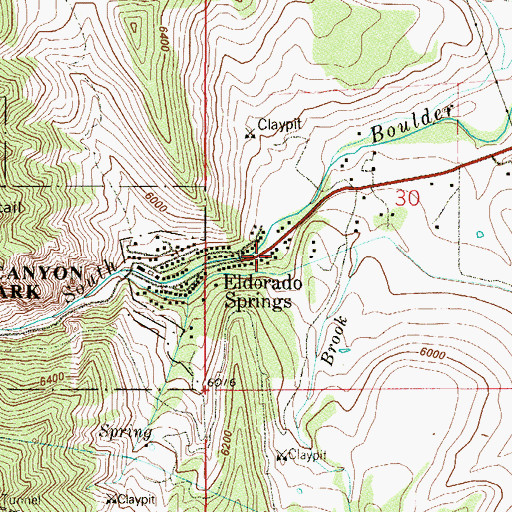 Topographic Map of Eldorado Springs Post Office, CO
