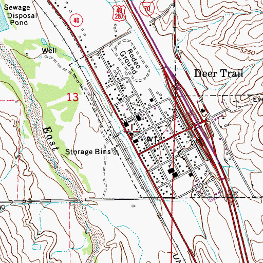 Topographic Map of Deer Trail Post Office, CO