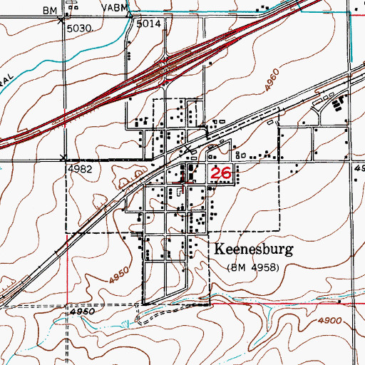 Topographic Map of Keenesburg Post Office, CO