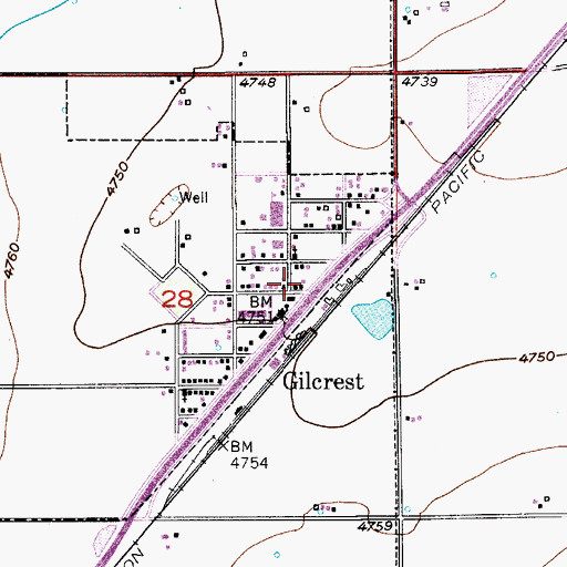 Topographic Map of Gilcrest Post Office, CO
