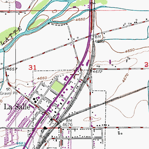 Topographic Map of La Salle Post Office, CO