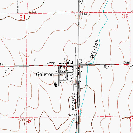 Topographic Map of Galeton Post Office, CO