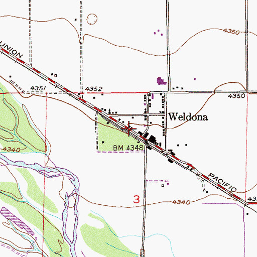 Topographic Map of Weldona Post Office, CO