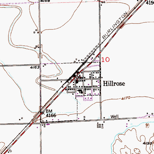 Topographic Map of Hillrose Post Office, CO