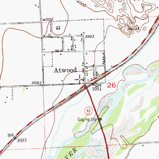 Topographic Map of Atwood Post Office, CO