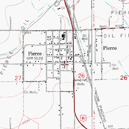 Topographic Map of Pierce Post Office, CO