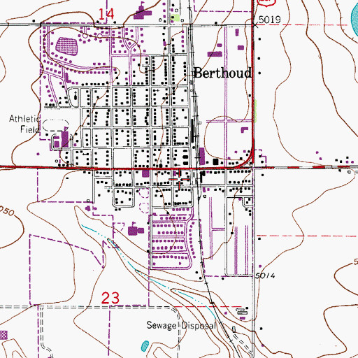 Topographic Map of Berthoud Post Office, CO