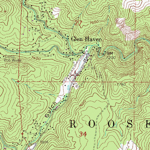 Topographic Map of Glen Haven Post Office, CO