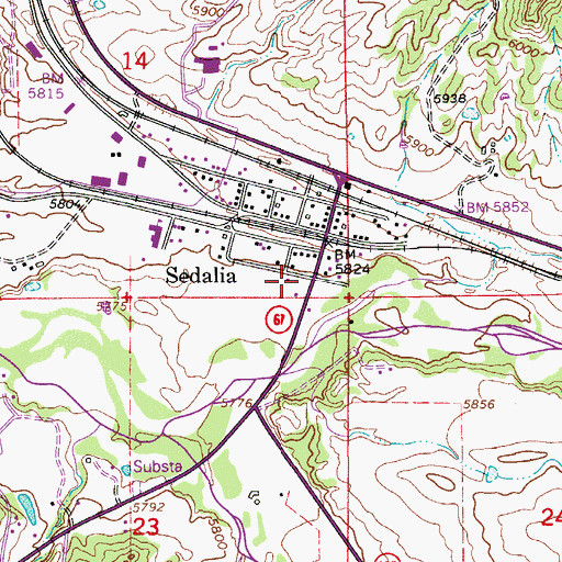 Topographic Map of Sedalia Post Office, CO