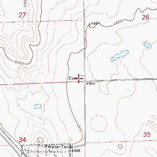 Topographic Map of Keota Cemetery, CO