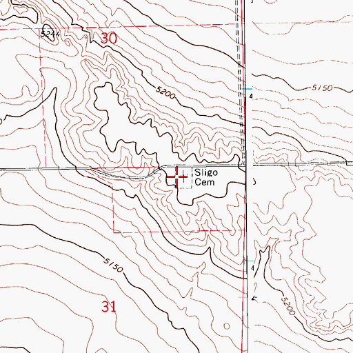 Topographic Map of Sligo Cemetery, CO