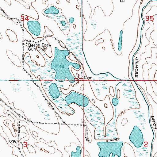 Topographic Map of Beebe Draw Pioneer Cemetery, CO