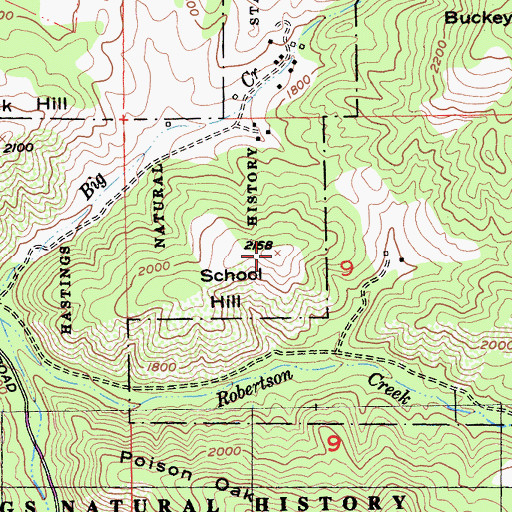 Topographic Map of School Hill, CA