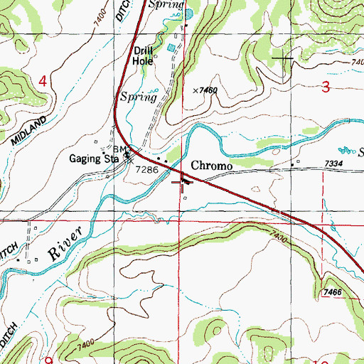 Topographic Map of Chromo Post Office, CO