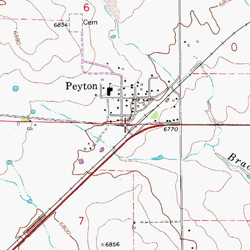 Topographic Map of Peyton Post Office, CO