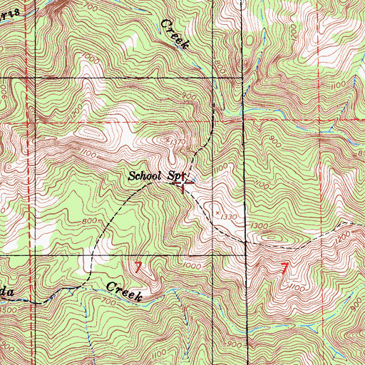 Topographic Map of School Spring, CA