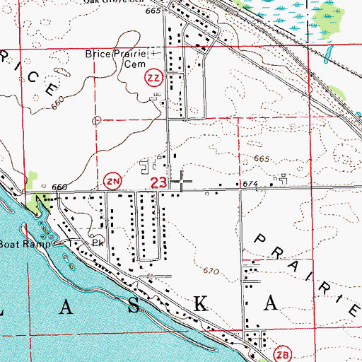 Topographic Map of Brice Prairie EMS and Rescue, WI