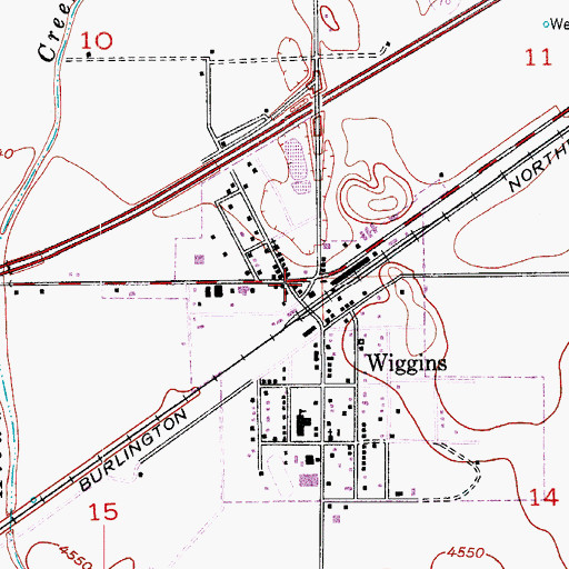 Topographic Map of Wiggins Police Department, CO
