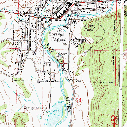 Topographic Map of Pagosa Springs Police Department, CO