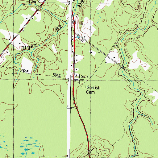 Topographic Map of Old North Meeting House Cemetery, ME