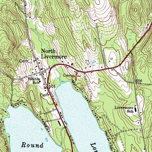Topographic Map of Pitts Cemetery, ME