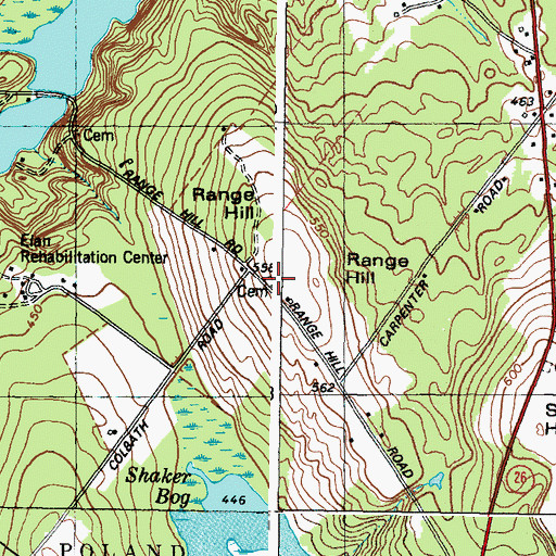Topographic Map of Purinton Cemetery, ME