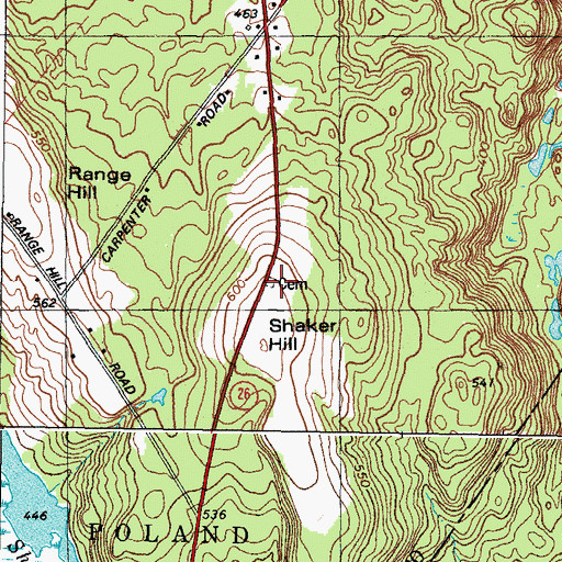 Topographic Map of Shaker Cemetery, ME