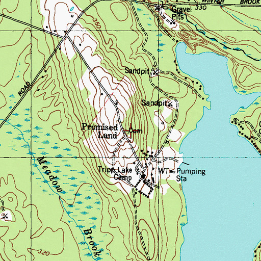 Topographic Map of Tripp Lake Cemetery, ME