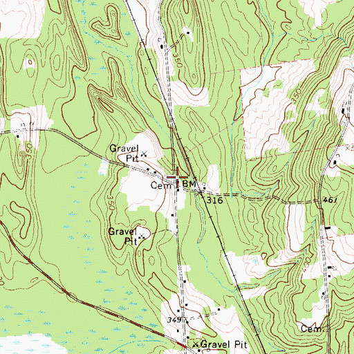 Topographic Map of Union Cemetery, ME